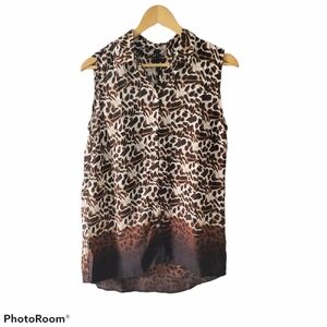 Amanda Green Brown Leopard Print Sleeveless Top